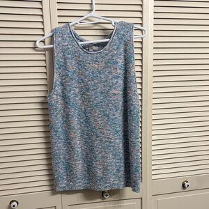 LOFT Blue and Peach Heathered Knit Tank Sweater Size 24/26W